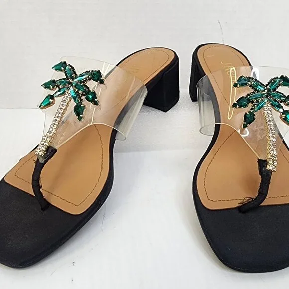 J. Renee Tarianna Clear Black Thong Sandal - Picture 1 of 10